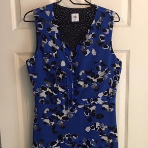 CAbi shark bite hem, sheer lined, sleeveless, sz M